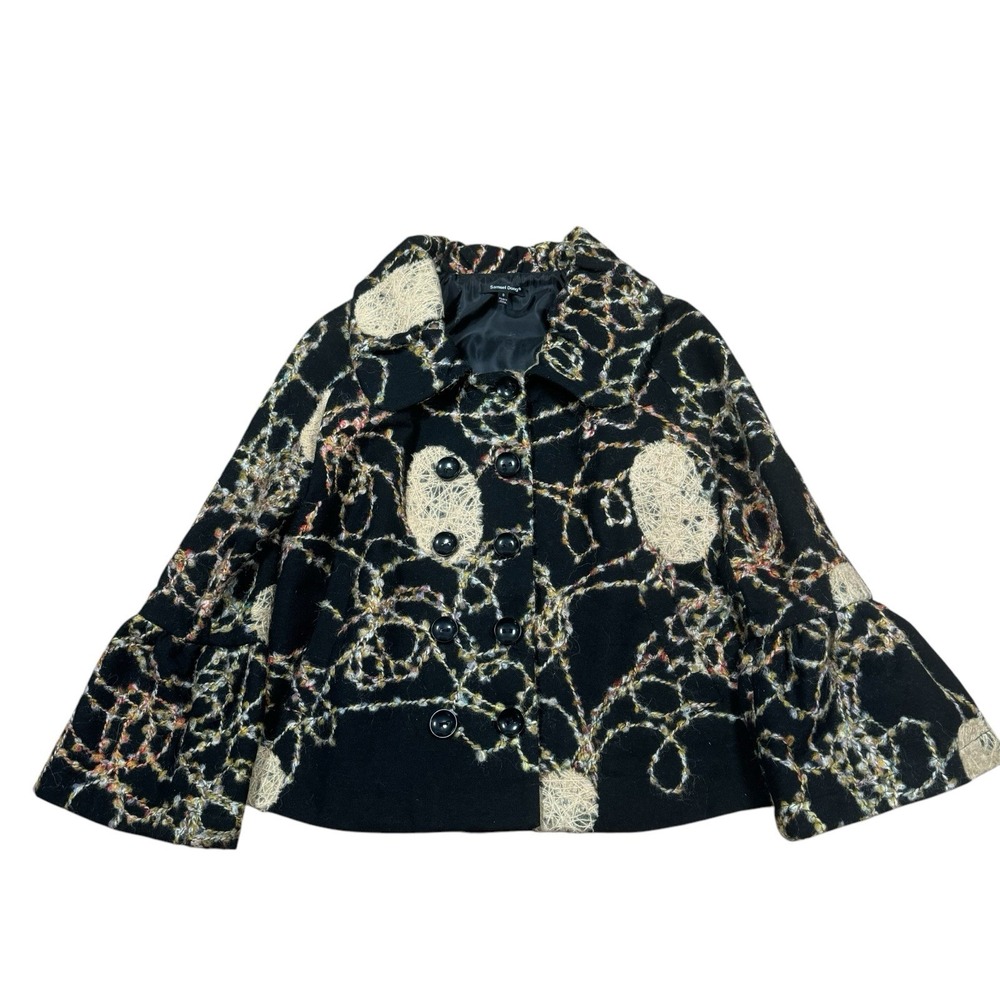Samuel Dong Women's S Abstract Art Swing Coat Funky Boho Cocktail Swirl